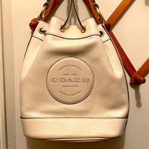 Coach winter white mini Dempsey bucket purse